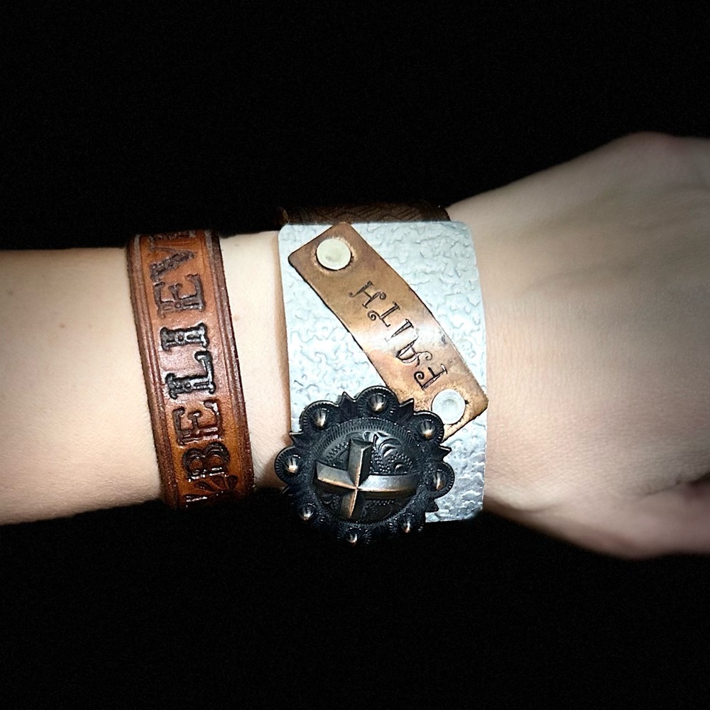 Leather wrap/snap Bracelets set of 2